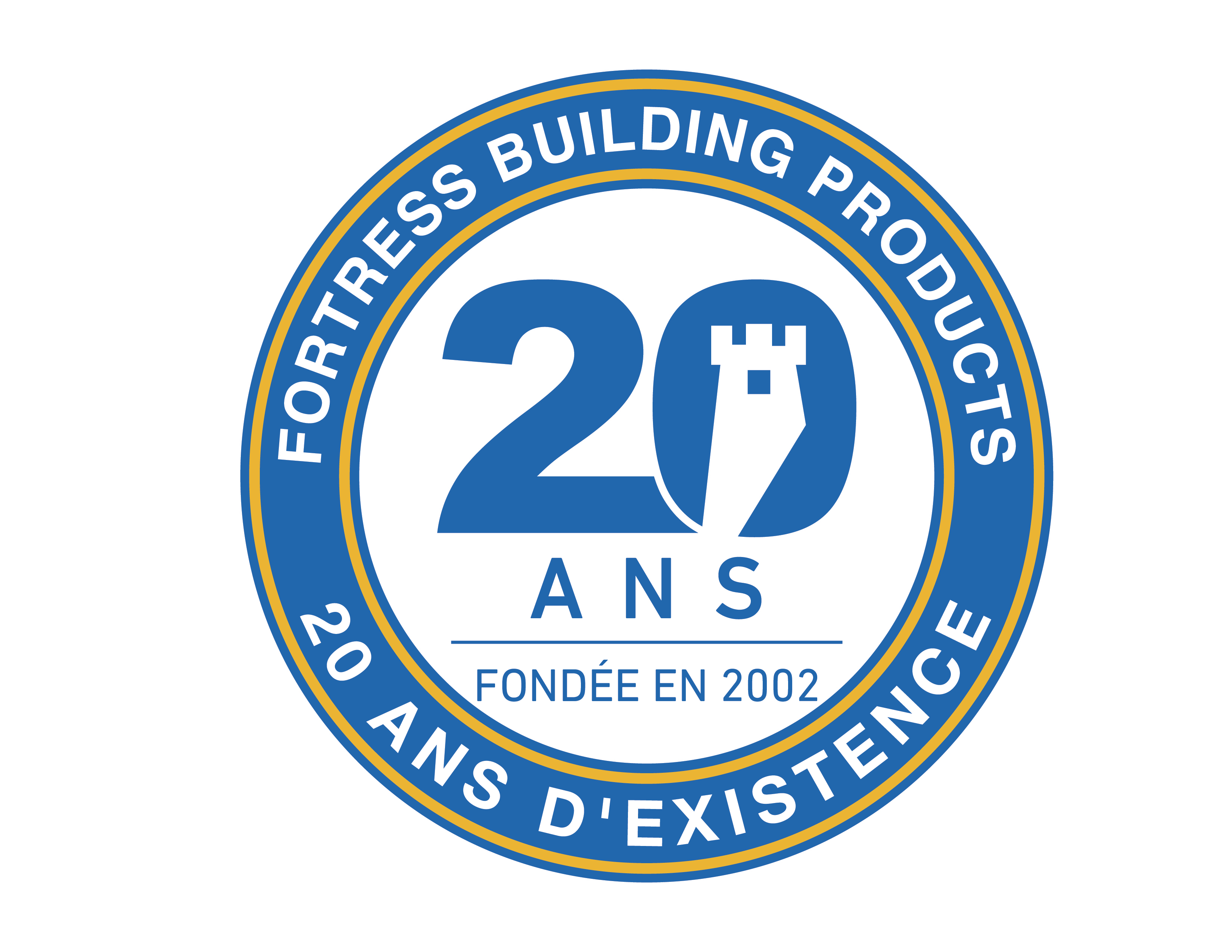 Sceau du 20e anniversaire de Fortress Building Products.
